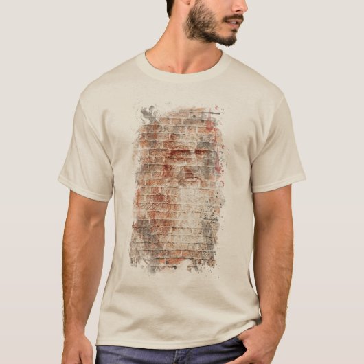 T-shirt Autoportrait da Vinci sur mur de brique (Devant)