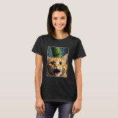 T-shirt Autoportrait de chat avec concombre Graphique drôl (Devant entier)
