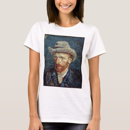 T-shirt Autoportrait de Van Gogh avec Casquette Grey Felt (Devant)