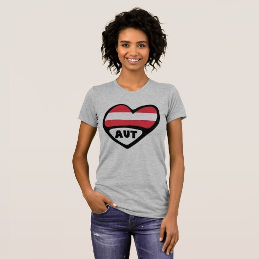 T-shirt Autriche Code Pays Drapeau Coeur AUT (Devant entier)