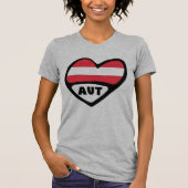 T-shirt Autriche Code Pays Drapeau Coeur AUT (Devant)