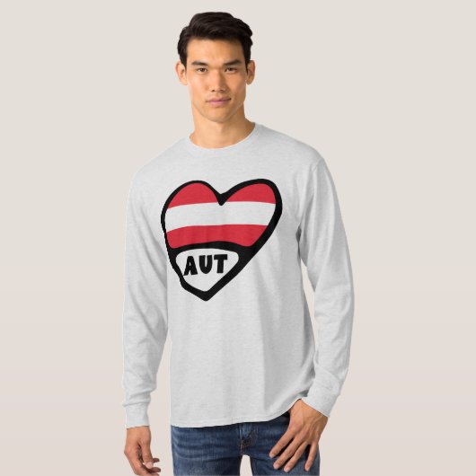 T-shirt Autriche Code Pays Drapeau Coeur AUT (Devant entier)