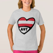 T-shirt Autriche Code Pays Drapeau Coeur AUT (Devant)