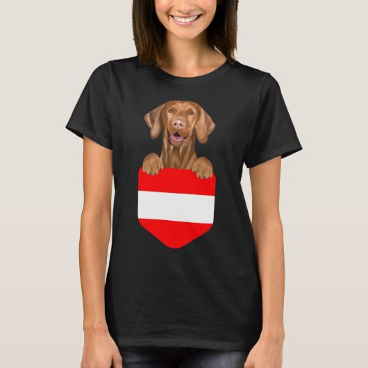 T-shirt Autriche Drapeau Vizsla Chien Dans Poche (Devant)
