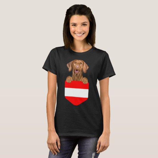 T-shirt Autriche Drapeau Vizsla Chien Dans Poche (Devant entier)