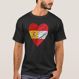 T-shirt Autriche Espagne Coeur espagnol Drapeau autrichien