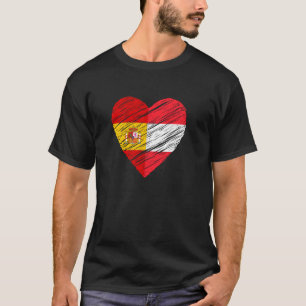 T-shirt Autriche Espagne Coeur espagnol Drapeau autrichien