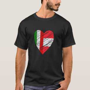 T-shirt Autriche Italie Coeur Drapeau italien Drapeau autr