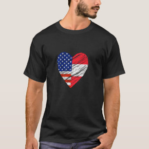 T-shirt Autriche USA Coeur Américain Drapeau autrichien Dr
