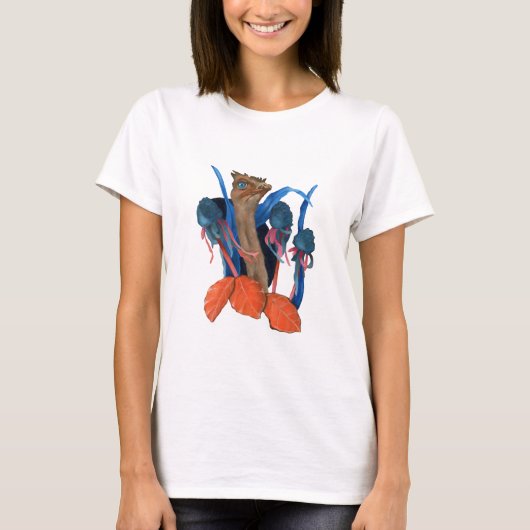 T-shirt Autruche avec des feuilles (Devant)