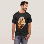 T-shirt Autruche Drôle Mangeant une Pizza Graphique Garçon (Devant entier)