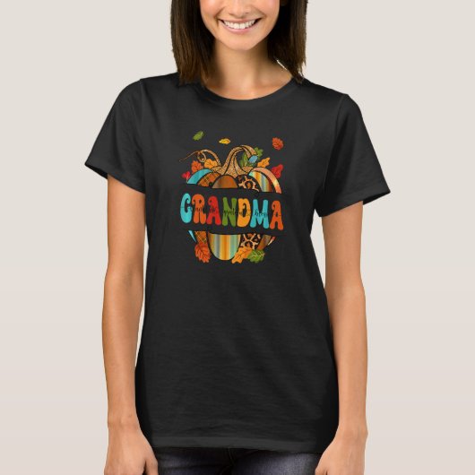 T-shirt Autumn Fall Outfit Grandma Thankful Grateful Bless (Devant)