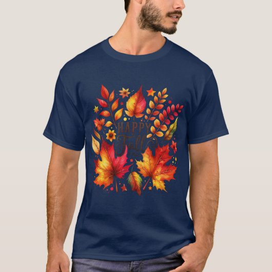 T-shirt Autumn Glow Watercolor Pumpkins Leaves FallThemed  (Devant)