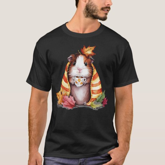 T-shirt Autumn Guinea Pig In A Blanket Fall Coffee Cup Fal (Devant)