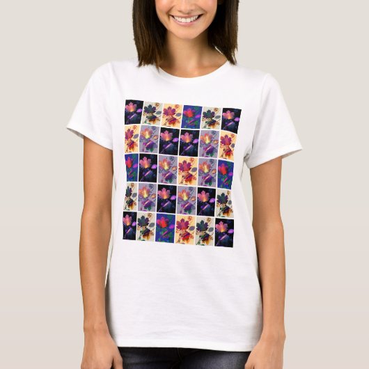 T-shirt Autumn Leaves Rustic Patchwork (Devant)