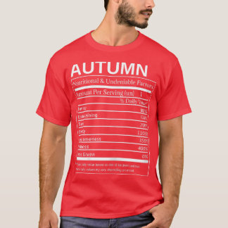 T-shirt Autumn Nutrition Facts Funky Sarcastic Personnalis