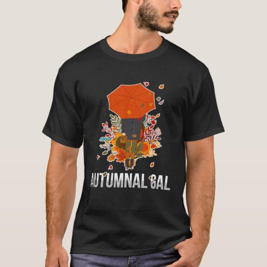 T-shirt Autumnal Gal Fall Girl with Umbrella (Devant)