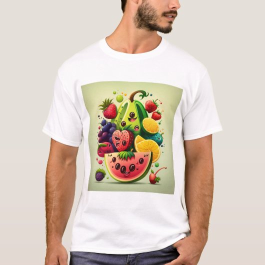 T-shirt aux fruits heureux (Devant)