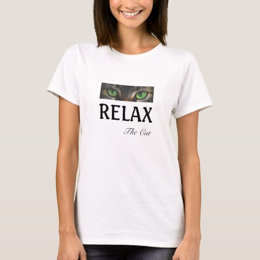 T-Shirt aux yeux de chat et calligraphie (Devant)