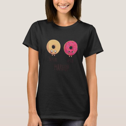 T-shirt Avant après maquillage Doughnut Donut Cool mignonn (Devant)