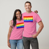 T-shirt Avant : Arc-en-ciel/Justice. Retour : TVUC. Rose (Unisexe)