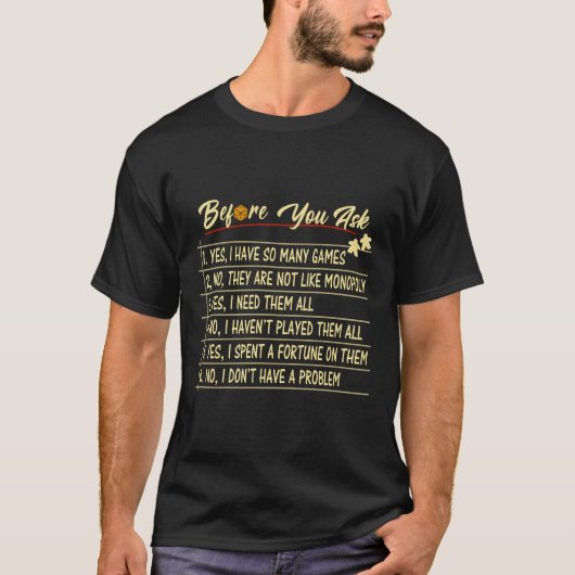 T-shirt Avant De Demander, Jeu De Conseil, Amoureux Du Jeu (Devant)