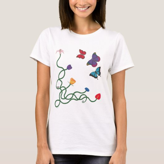 T-shirt Avant de fleurs et de papillons (Devant)