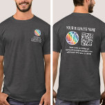 T-shirt Avant de l'impression personnalisée QR Code & Logo<br><div class="desc">Créez votre propre logo imprimé sur mesure pour les chemises scannables pour la publicité commerciale ou les uniformes des employés. Pour créer votre propre code QR à l'aide du générateur, tapez simplement l'URL du site Web dans le modèle. Tout libellé est simple à personnaliser ou à supprimer. Les couleurs, les...</div>