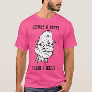 T-shirt Avant et après 6 bières Illusion d'optique drôle