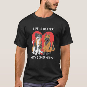 T-shirt Avec 2 bergers australiens berger allemand