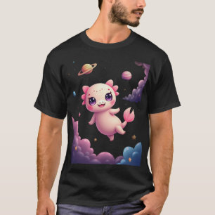 T-shirt avec autocollant galactique axolotl espace
