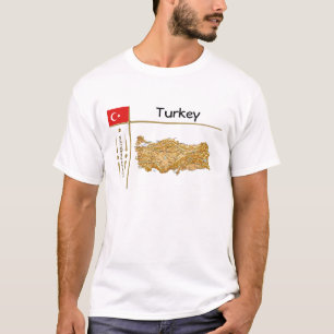 T-shirt avec carte de la Turquie + drapeau + titre