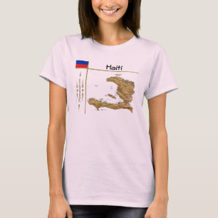 T-shirt avec carte d'Haïti + Drapeau + Titre