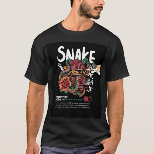 t-shirt avec design de serpent & chat mignon (Devant)