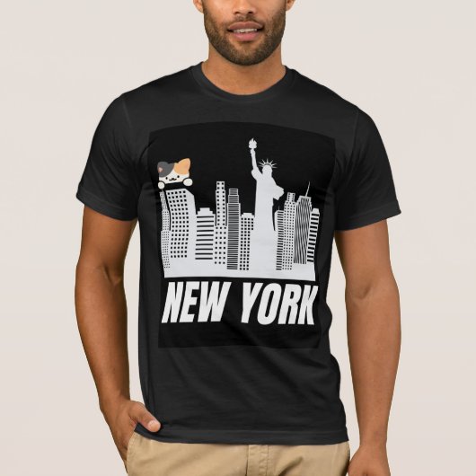T-shirt avec design new york & chat mignon (Devant)