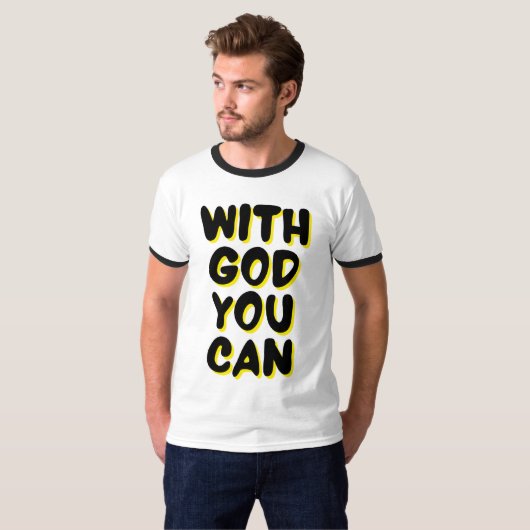 T-shirt Avec Dieu, Vous Pouvez Baser Sur La Foi Mens Ringe (Devant entier)