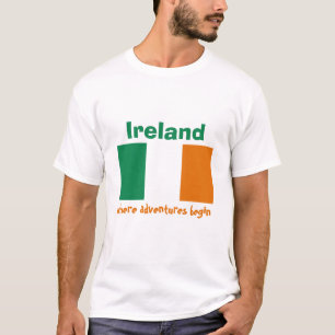 T-Shirt avec Drapeau + Carte + Texte de l'Irlande