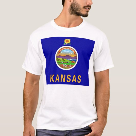 T-shirt avec drapeau de l'état du Kansas USA (Devant)