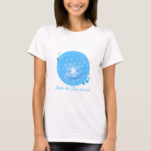 T-shirt avec fleur de vie et fleurs Bleu, Cœur