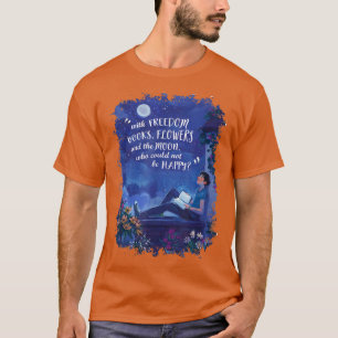 T-shirt Avec Freedom Books Flowers & The Moon Book Lover B