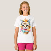 T-shirt avec glace et chat (Devant entier)