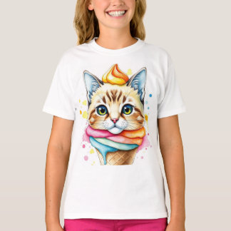 T-shirt avec glace et chat