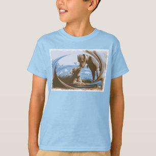 T-shirt avec grand et petit chien en bleu HAMbWG