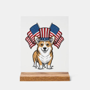 T-shirt avec gravure vintage de chien Corgi patrio