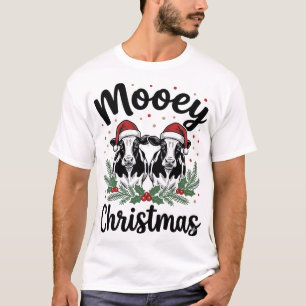 T-shirt avec gravure vintage de vache de Noël Mooe