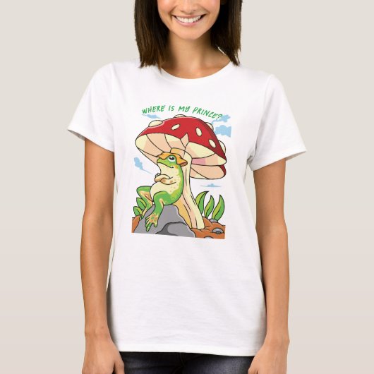 T-shirt avec grenouille "Où est mon prince ?" (Devant)