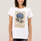 T-shirt avec hydrangea bleu - style rétro. (Devant)