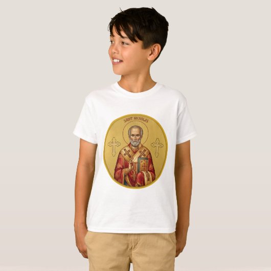 T-Shirt avec icône orthodoxe de Saint Nicolas (Devant entier)