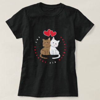 T-shirt avec illustration mignonne de câlins de ch