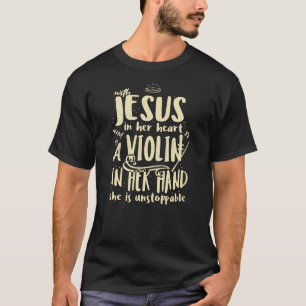 T-shirt Avec Jésus Dans Son Coeur Un Violon Chrétien Music